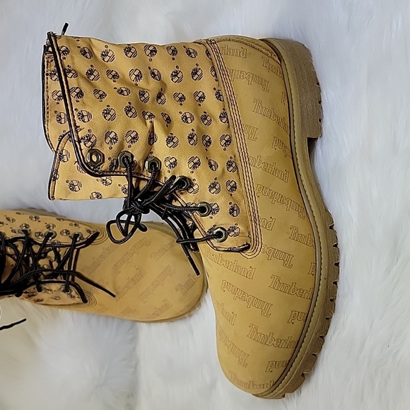 TIMBERLAND est 1973 Waterproof Men Roll up Camel Timberland Logo Print Size 9M - Picture 3 of 13